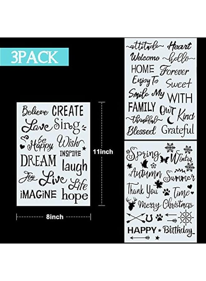 Arabest 3 Pieces Plastic Painting Stencils 8 x 11 Inch Reusable Inspirational Word Stencils Template for Painting on Wood, Fabric, Paper, Wall DIY Drawing Craft  - Image 2