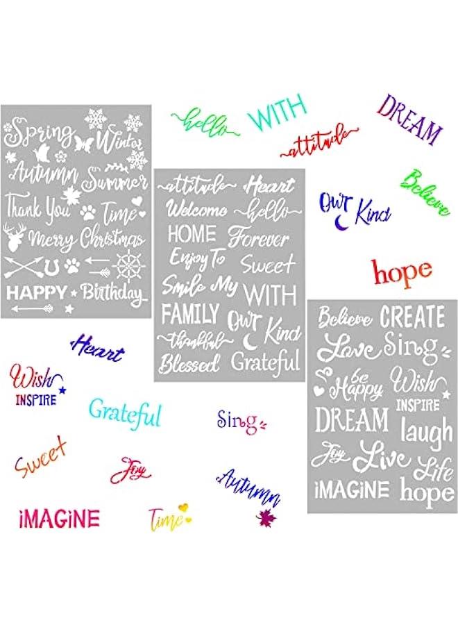 Arabest 3 Pieces Plastic Painting Stencils 8 x 11 Inch Reusable Inspirational Word Stencils Template for Painting on Wood, Fabric, Paper, Wall DIY Drawing Craft  - Image 1