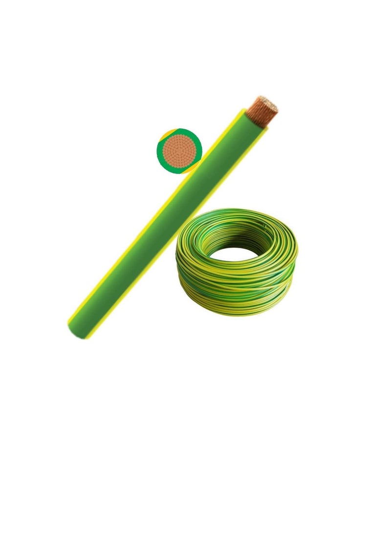 RR Multi Strand Pure Copper Single Core Flexible Cables Trirated Electrolytic Conductor up to 105C Fire Resist Electric Panel Wire BS6231 ISO9001 CE Compliant 100Y 90m Roll 1mm Yellow Green - Image 1