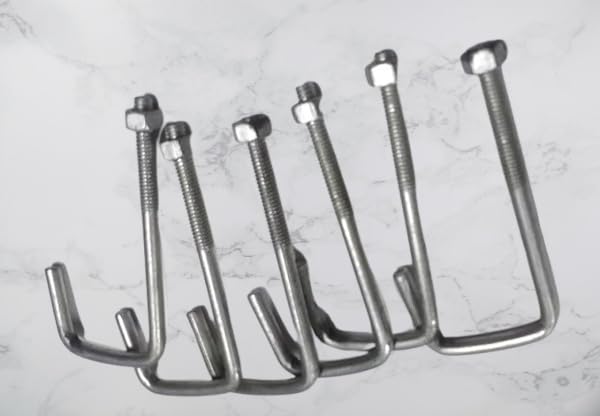 NADEEMS World 8mm Threaded J Hooks L Type Height 110mm Pack of 6 - Image 1