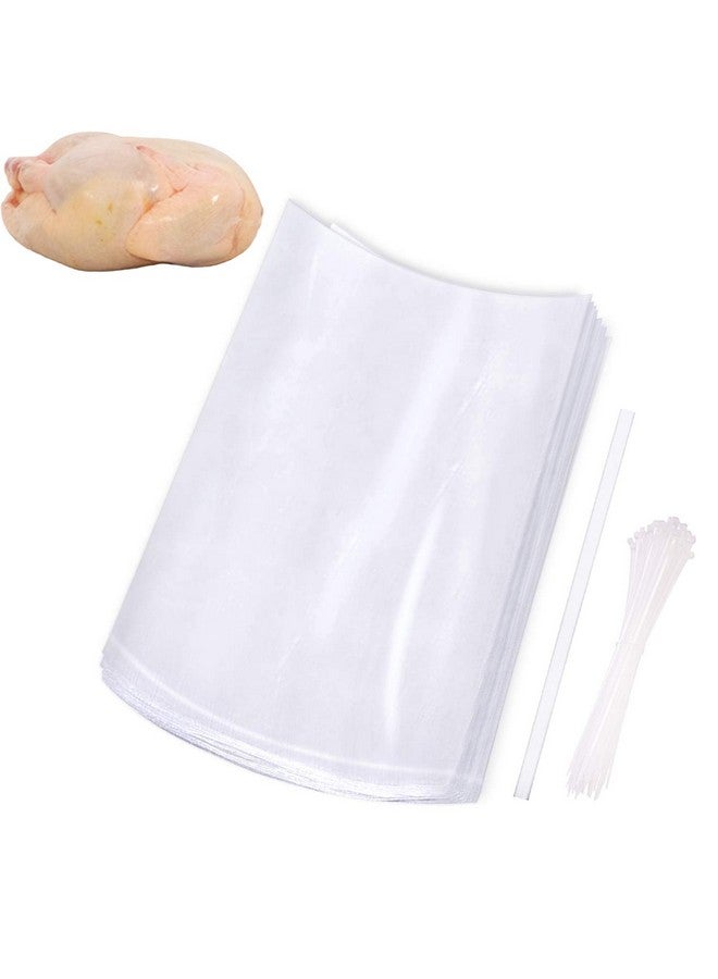 موريباك أكياس انكماش كبيرة للديك الرومي، 30 قطعة، 16 × 30 بوصة، أكياس انكماش حرارية شفافة للدواجن، مجمدة مع أربطة بلاستيكية، قشة سيليكون للديك الرومي والدجاج والأرانب - Image 1