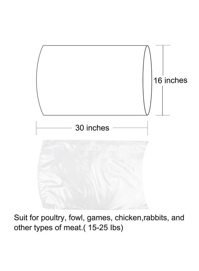موريباك أكياس انكماش كبيرة للديك الرومي، 30 قطعة، 16 × 30 بوصة، أكياس انكماش حرارية شفافة للدواجن، مجمدة مع أربطة بلاستيكية، قشة سيليكون للديك الرومي والدجاج والأرانب - Image 2