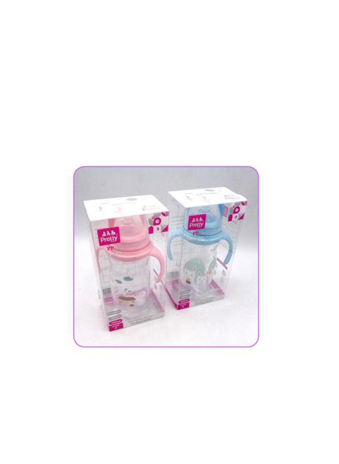 Baby Feeding Bottle PP 330ml with Extra Soft Nipple and Handle - Assorted Color