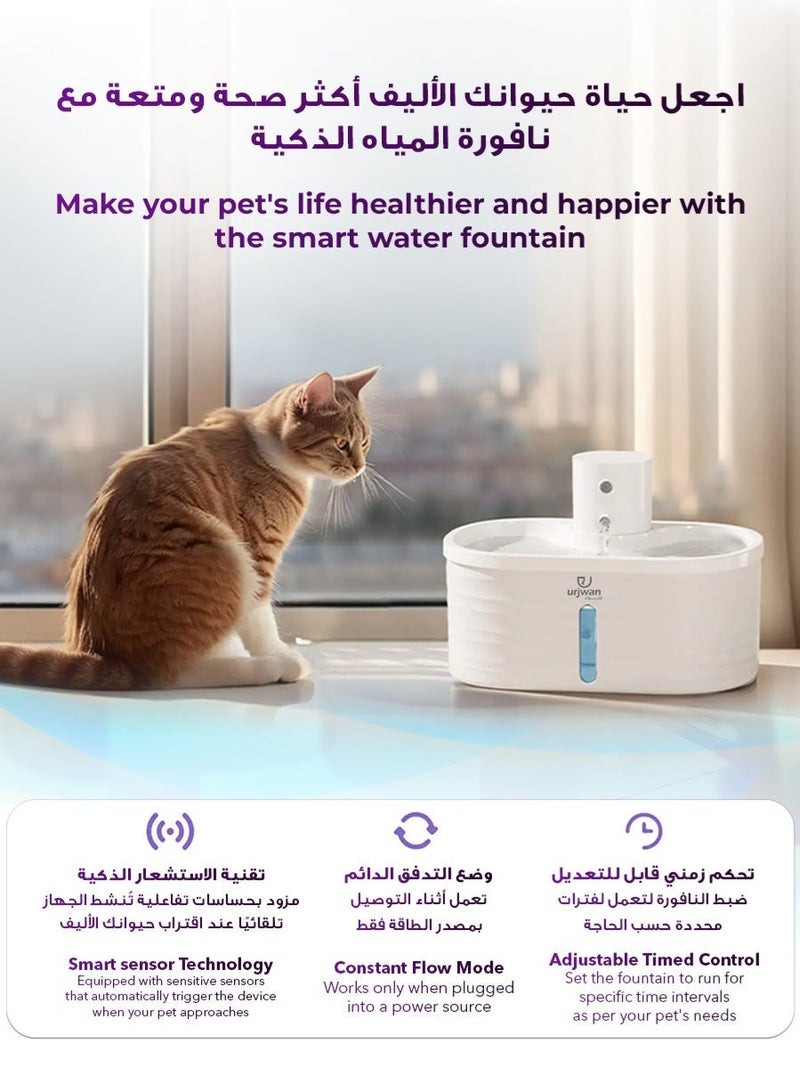 Urjwan Smart Pet Water Fountain Large Capacity 4-Stage Filtration Quiet 360 Degree Flow for Cats and Pets - Image 2