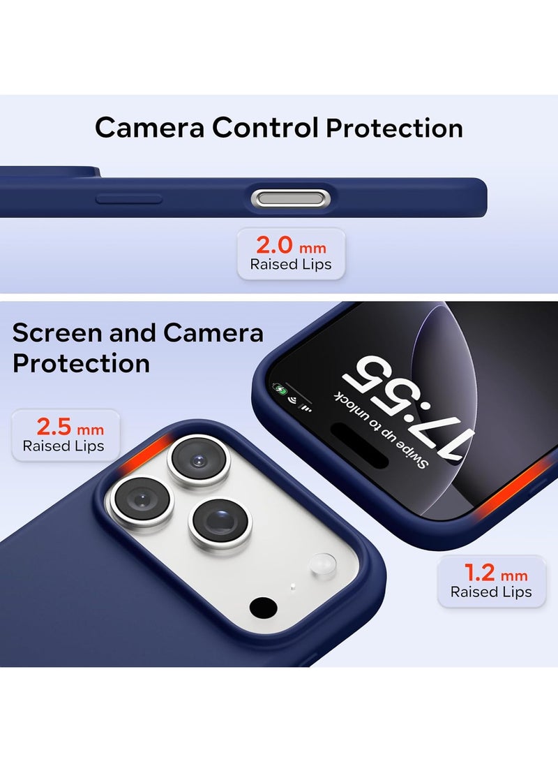 ACLIX Silicone Case Compatible with iPhone 17 Pro Max, Slim Liquid Silicone Phone Case with 3-Layer Soft Rubber Shockproof Bumper with TPU Lining (Dark Blue) - Image 4