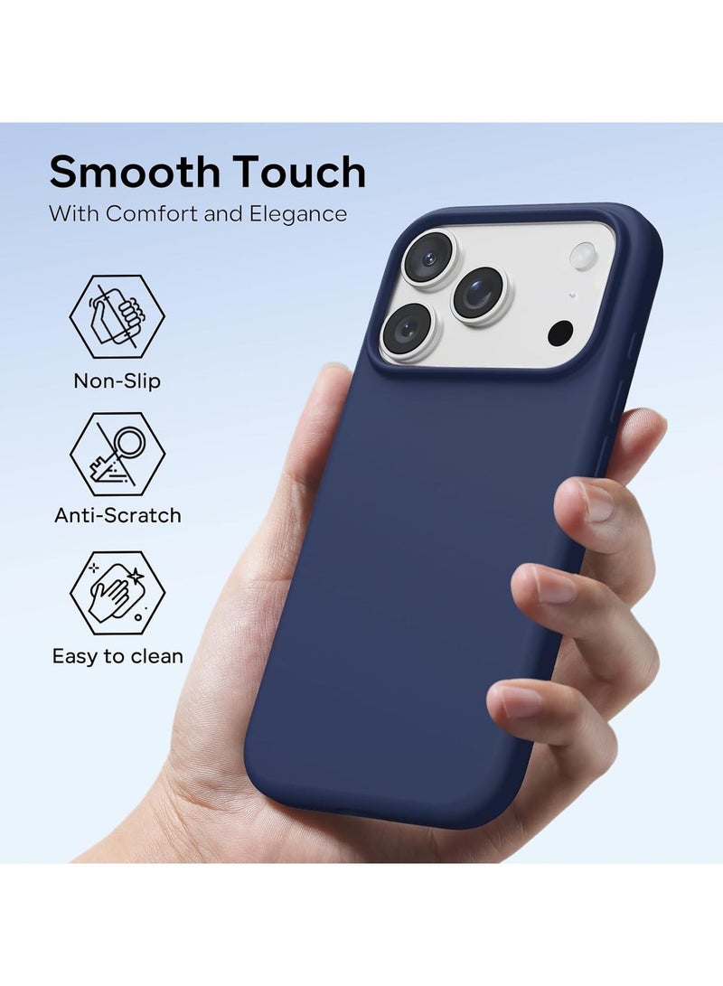 ACLIX Silicone Case Compatible with iPhone 17 Pro Max, Slim Liquid Silicone Phone Case with 3-Layer Soft Rubber Shockproof Bumper with TPU Lining (Dark Blue) - Image 3