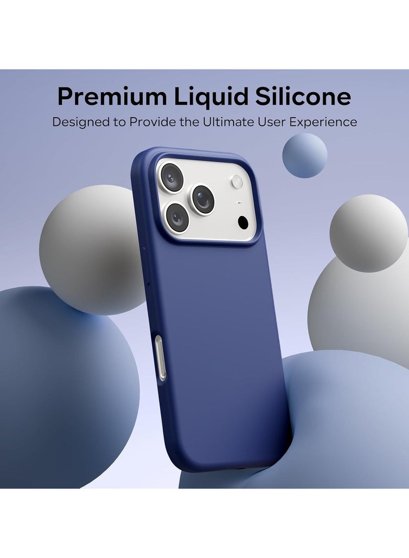 ACLIX Silicone Case Compatible with iPhone 17 Pro Max, Slim Liquid Silicone Phone Case with 3-Layer Soft Rubber Shockproof Bumper with TPU Lining (Dark Blue) - Image 5