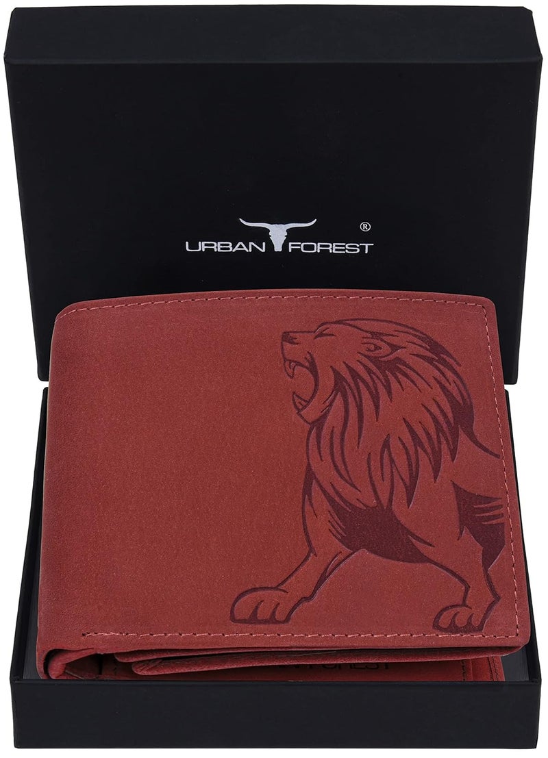 URBANFOREST محفظة جلدية حمراء عتيقة للرجال من ليو - Image 2