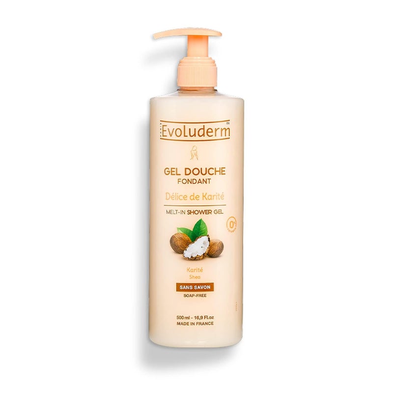Evoluderm MeltIn Shea Butter Shower Gel  500 ml  Nourishes  Restores Dry Skin  Paraben Free  Vegan - Image 1