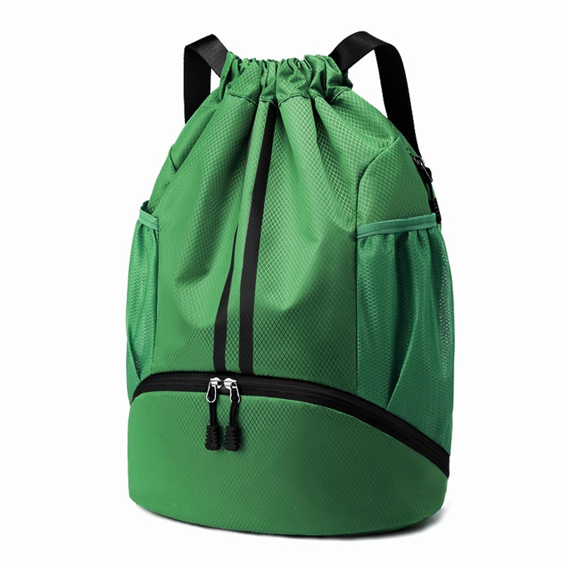 Hoedia Sports Drawstring Backpack String Swim Gym Bag with Shoes Compartment and Wet Proof Pocket for WomenMen Dark Green - Image 2
