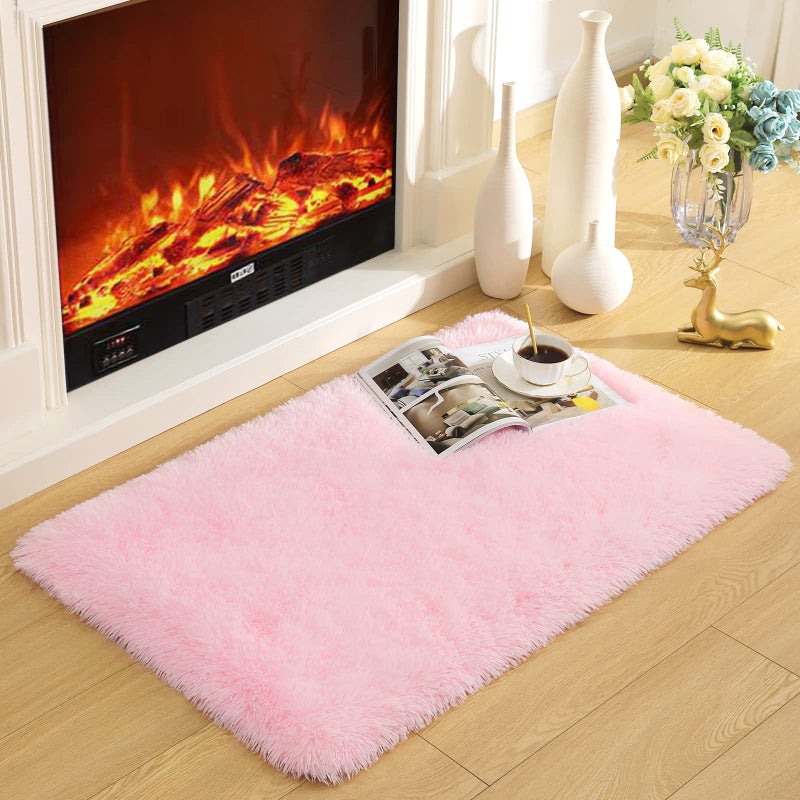 Merelax Soft Modern Indoor Shaggy Area Rug for Bedroom Livingroom Dorm Kids Room Home Decorative NonSlip Plush Fluffy Furry Fur Rugs Comfy Nursery Accent Floor Carpet 2x3 Feet Pink