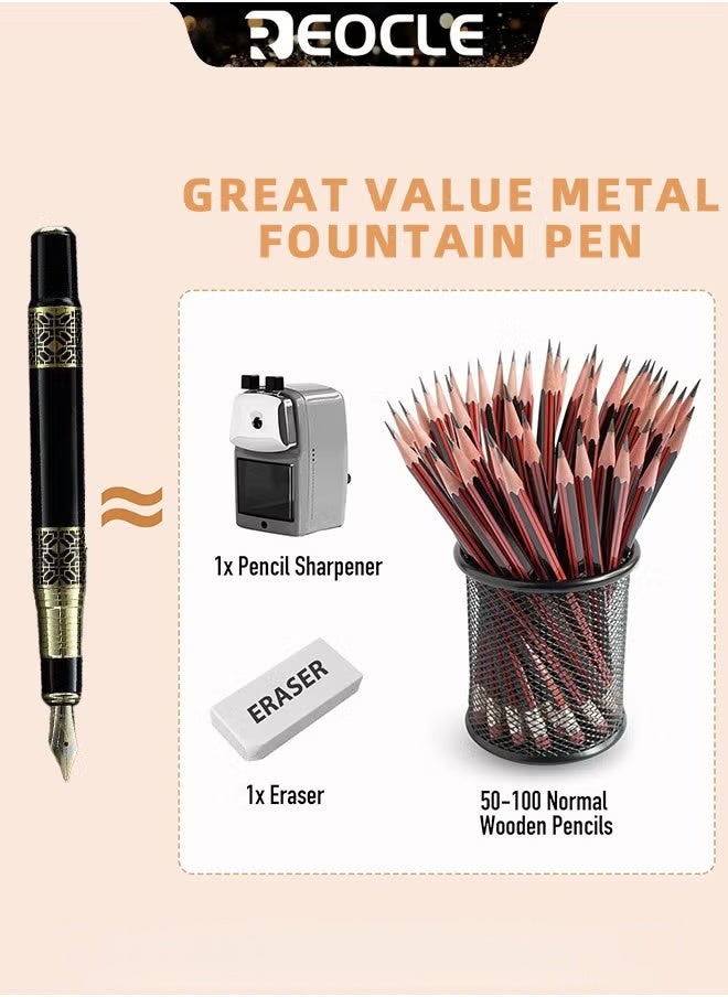 ريوكل الأعمال المعدنية نافورة القلم الرجعية الكلاسيكية نمط القلم هدية الكتابة على نحو سلس الكتابة القلم الخط اللوازم للتوقيع مكتب المدرسة هدية اللوازم - Image 4