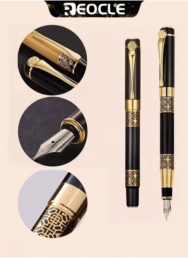 ريوكل الأعمال المعدنية نافورة القلم الرجعية الكلاسيكية نمط القلم هدية الكتابة على نحو سلس الكتابة القلم الخط اللوازم للتوقيع مكتب المدرسة هدية اللوازم - Image 5