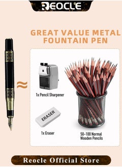 REOCLE Business Metal Fountain Pen Retro Classic Style Pen Gift Smooth Writing Pen Calligraphy Pen for Signature School Office Gift Supplies  - Image 4