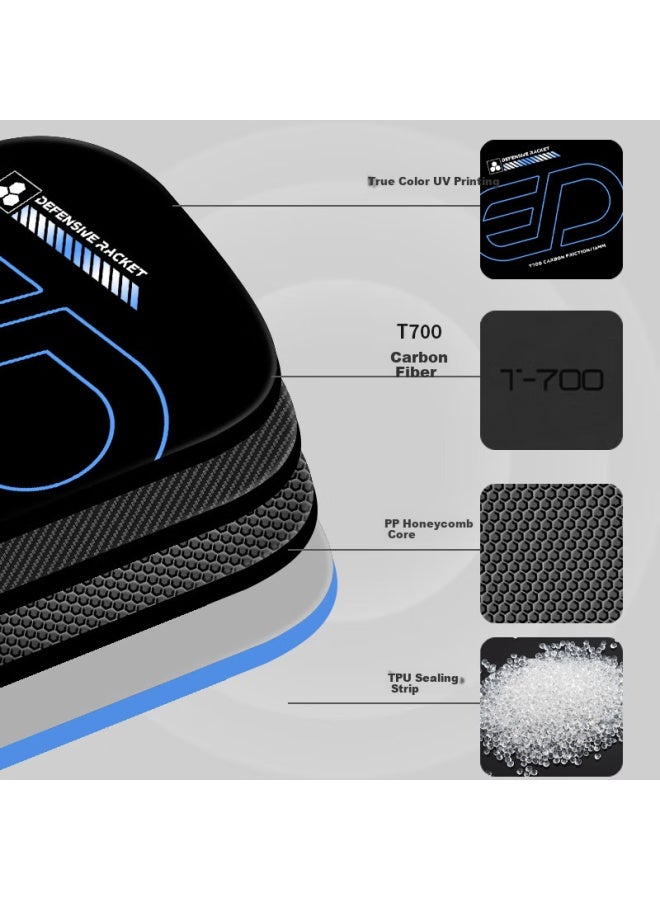 Weishidun Pickleball Paddle Set Toray T700 Carbon Fiber Professional Sports Equipment Defensive Blue - Image 3