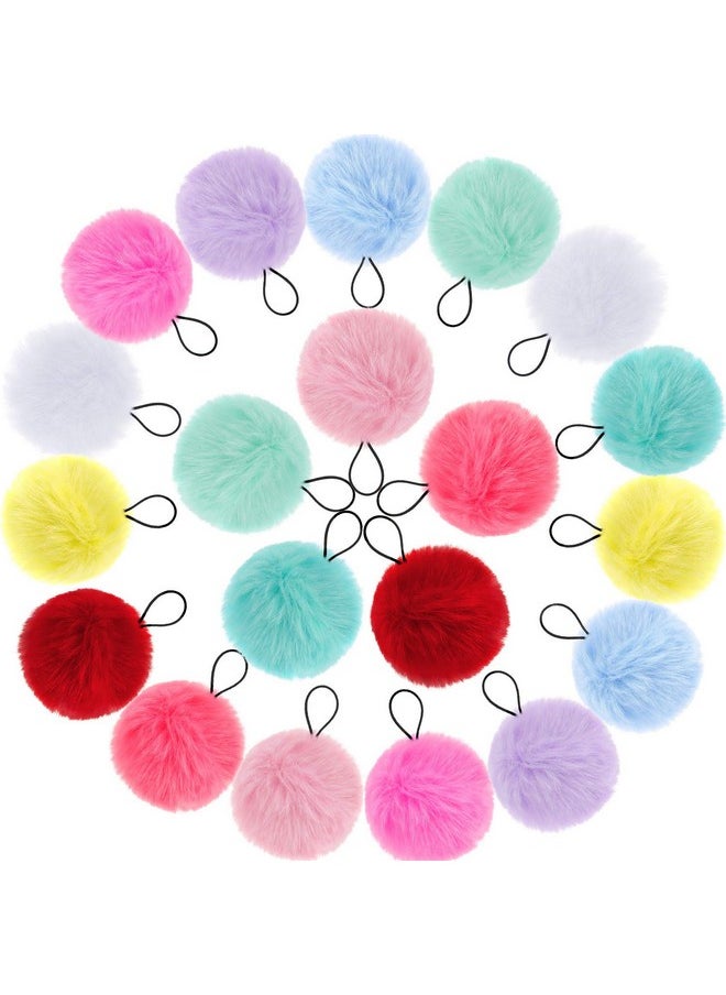 WILLBOND 20 Pieces Pom Pom Hair Ties Ball Elastic Band Fur Ball Fluffy Ponytail Holders for Women Girl Kids Hair Accessories, 10 Colors  - Image 1