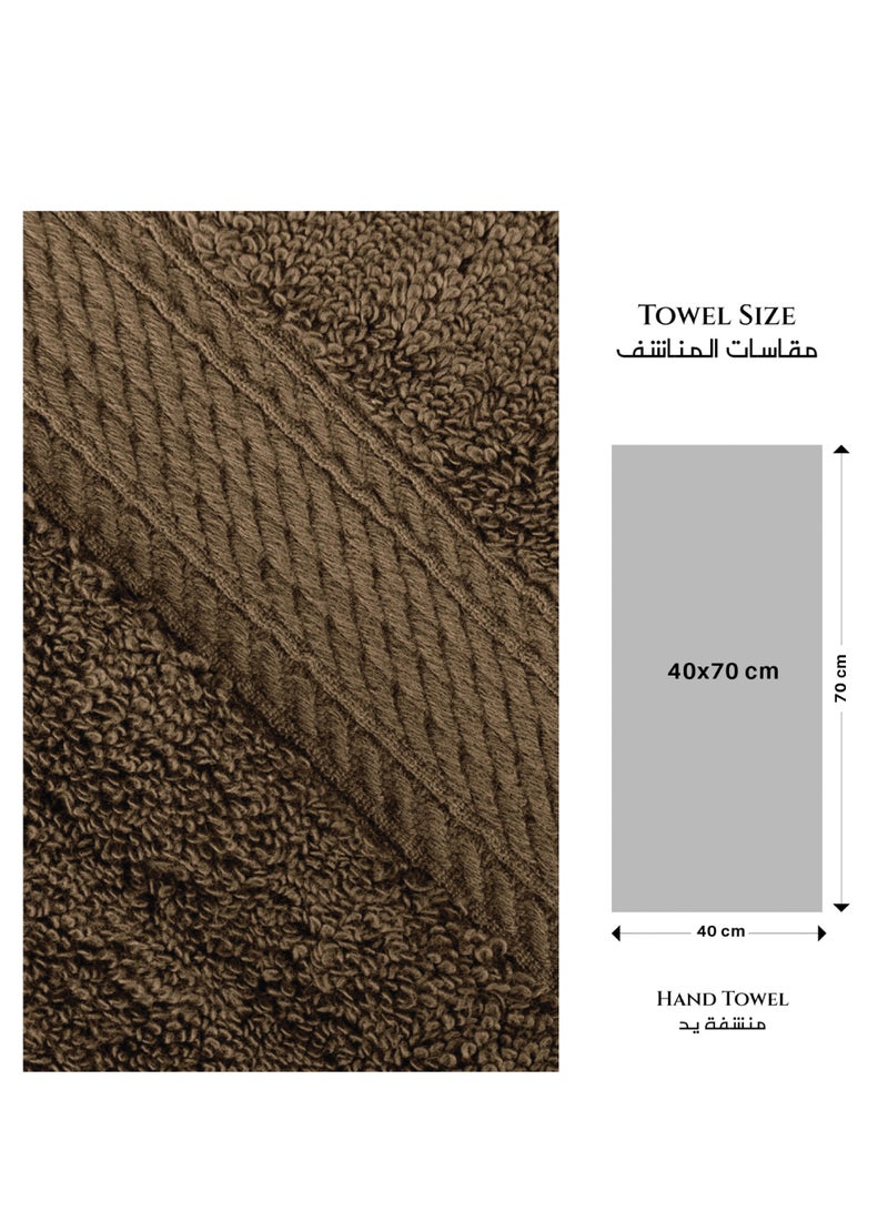 كوتون هوم Cotton Home Premium Cotton Towel 40x70cm 2-Piece Hand Towel 600 GSM Quick Dry Highly Absorbent Thick Bathroom SoftTowels for Bath And Spa Lightweight, Quick Dry and Durable Wood Brown - Image 5