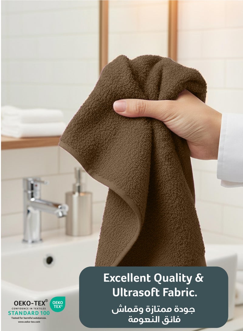 كوتون هوم Cotton Home Premium Cotton Towel 40x70cm 2-Piece Hand Towel 600 GSM Quick Dry Highly Absorbent Thick Bathroom SoftTowels for Bath And Spa Lightweight, Quick Dry and Durable Wood Brown - Image 3