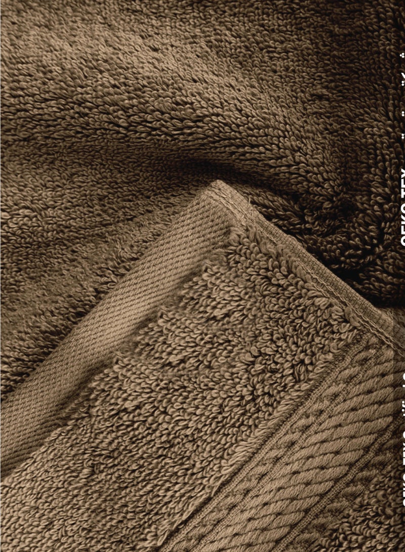 كوتون هوم Cotton Home Premium Cotton Towel 40x70cm 2-Piece Hand Towel 600 GSM Quick Dry Highly Absorbent Thick Bathroom SoftTowels for Bath And Spa Lightweight, Quick Dry and Durable Wood Brown - Image 4