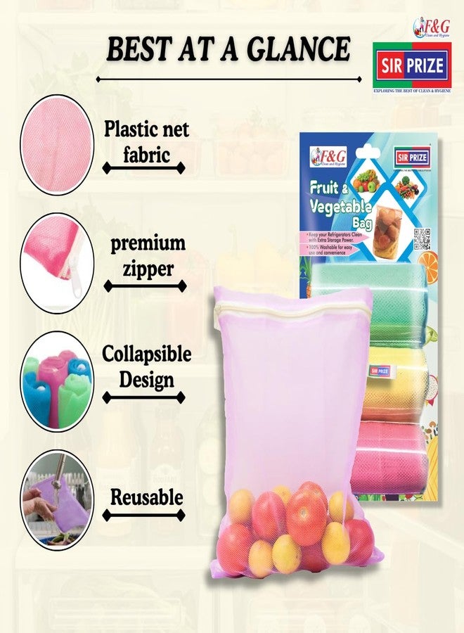 SIR PRIZE 100% Cotton Net Mesh Fridge Storage Bag for Vegetables and Fruits Storage. Multipurpose, Reusable, Eco Friendly (Pack of 12) - Image 2