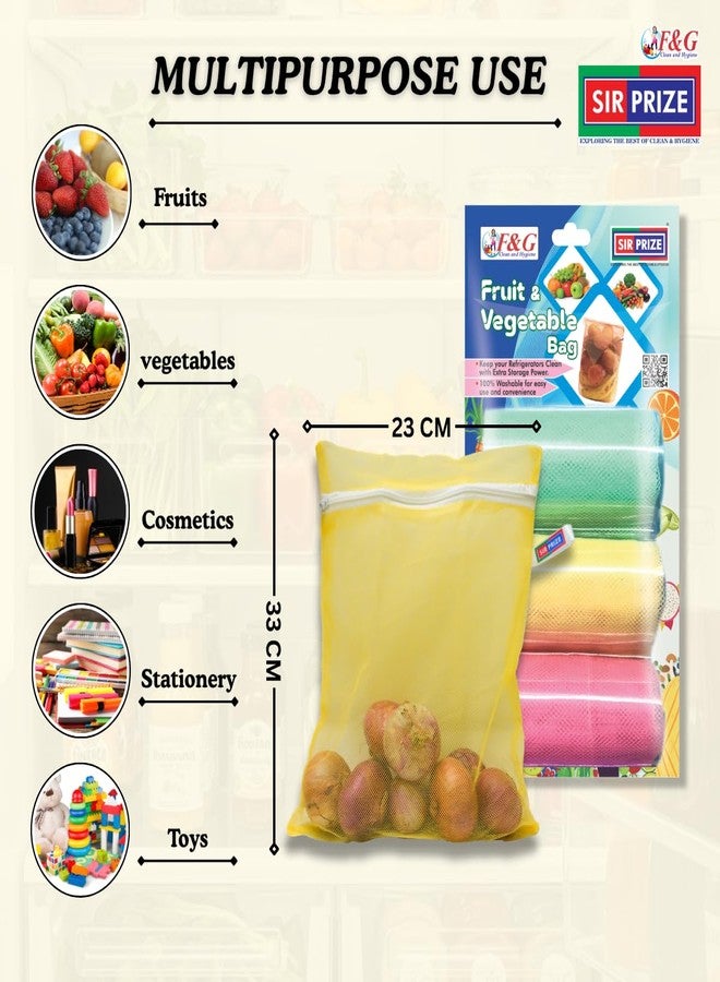 SIR PRIZE 100% Cotton Net Mesh Fridge Storage Bag for Vegetables and Fruits Storage. Multipurpose, Reusable, Eco Friendly (Pack of 12) - Image 3