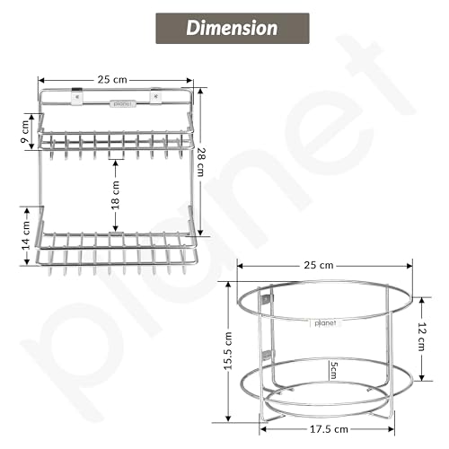 Planet Stainless Steel Detergent and Dustbin Stand Holder/Wall Mounted Under Sink Garbage Bin Storage Rack for Bathroom and Modular Kitchen/Dustbin Under Sink/Bathroom Shelf - Image 2
