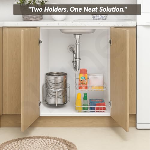 Planet Stainless Steel Detergent and Dustbin Stand Holder/Wall Mounted Under Sink Garbage Bin Storage Rack for Bathroom and Modular Kitchen/Dustbin Under Sink/Bathroom Shelf - Image 5