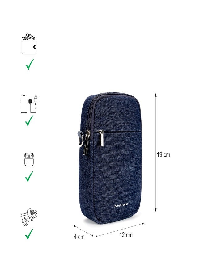 Fastrack Denim on sling Bag | Plain Design | Adjustable & Detachable Webbing Strap | Zipper Closure | Main Compartment with Internal Pocket & Quick-Access External Pocket | 6-Month Warranty - Image 4