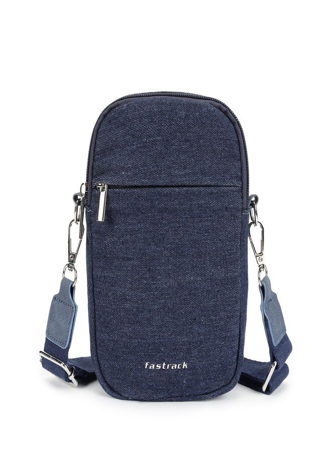 Fastrack Denim on sling Bag | Plain Design | Adjustable & Detachable Webbing Strap | Zipper Closure | Main Compartment with Internal Pocket & Quick-Access External Pocket | 6-Month Warranty - Image 1