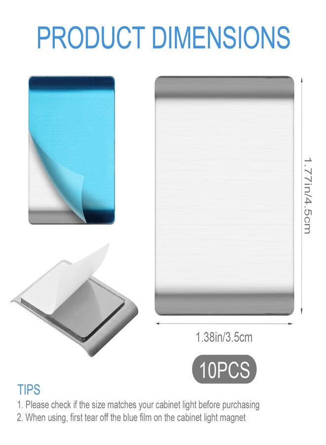 XIHIRCD 10pcs Under Cabinet Light Magnetic Strip, Replacement Magnetic Strips Lights Self Adhesive Magnet Sticky Stickers Tape for Cabinet Lights Parking Number Plate - Image 2