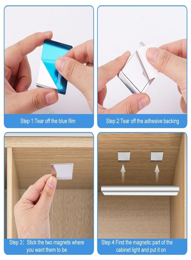 XIHIRCD 10pcs Under Cabinet Light Magnetic Strip, Replacement Magnetic Strips Lights Self Adhesive Magnet Sticky Stickers Tape for Cabinet Lights Parking Number Plate - Image 3