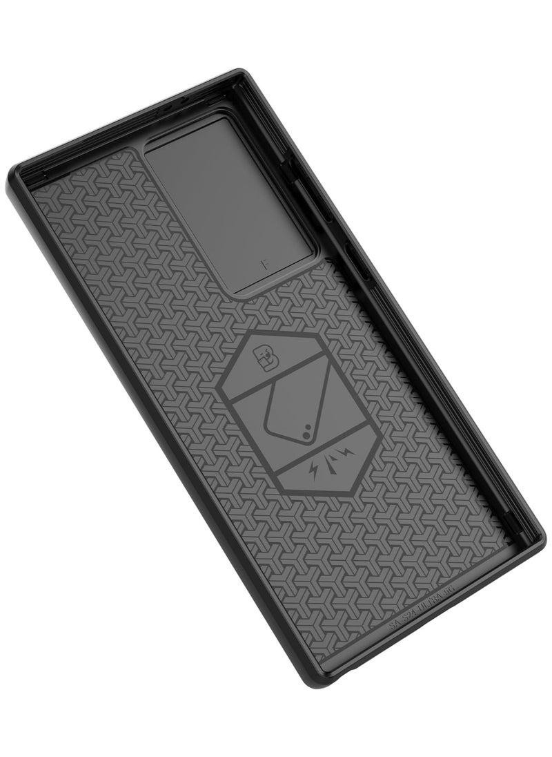 Generic - حافظة كاميرا منزلقة لهاتف Samsung Galaxy S24 Ultra غطاء فاخر مدرع من البولي كربونات مقاوم للصدمات مع حامل معدني وغطاء خلفي واقي - Image 1