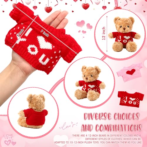 Glimin 4 Pcs Stuffed Bear Animals Toys with Doll Clothes 12 Inch Cute Plush Bear Gifts with Removable Sweater Hoodie for DIY Plush Dolls Change Clothes Birthday Graduation GiftValentine - Image 5