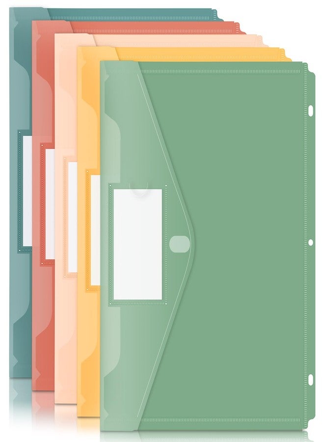 Forvencer Binder Pocket, 5 Pack Super Heavyweight Plastic Folders with Tight Closure, Binder Folders Side Loading, 3 Ring Binder Pocket, Binder Dividers with Pockets, Letter Size, Retro Series - Image 1