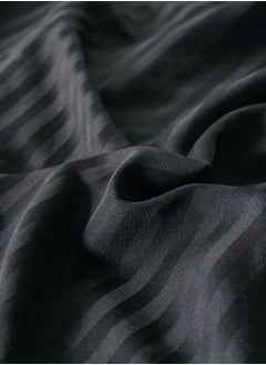 LUNA Home Premium Single Size 4-Piece Bed Linen Satin Striped Black  - Image 4