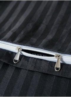 LUNA Home Premium Single Size 4-Piece Bed Linen Satin Striped Black  - Image 5