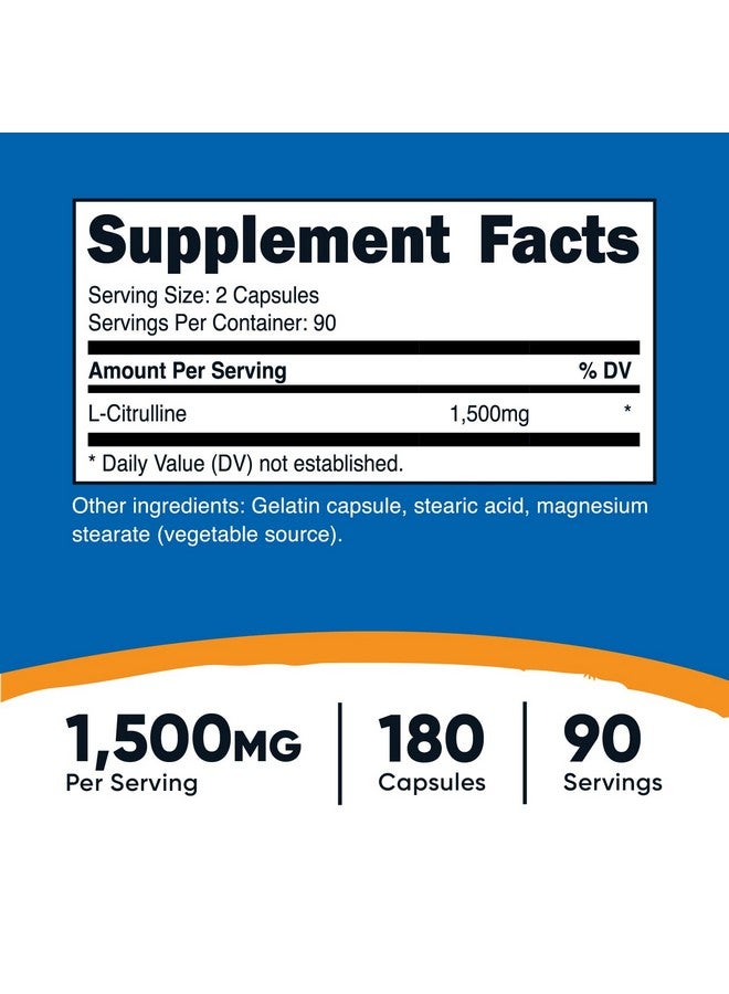 Nutricost L-Citrulline 1500mg, 180 Capsules - 750mg Per Capsule, Gluten Free, Non-GMO, Packaging May Vary - Image 2