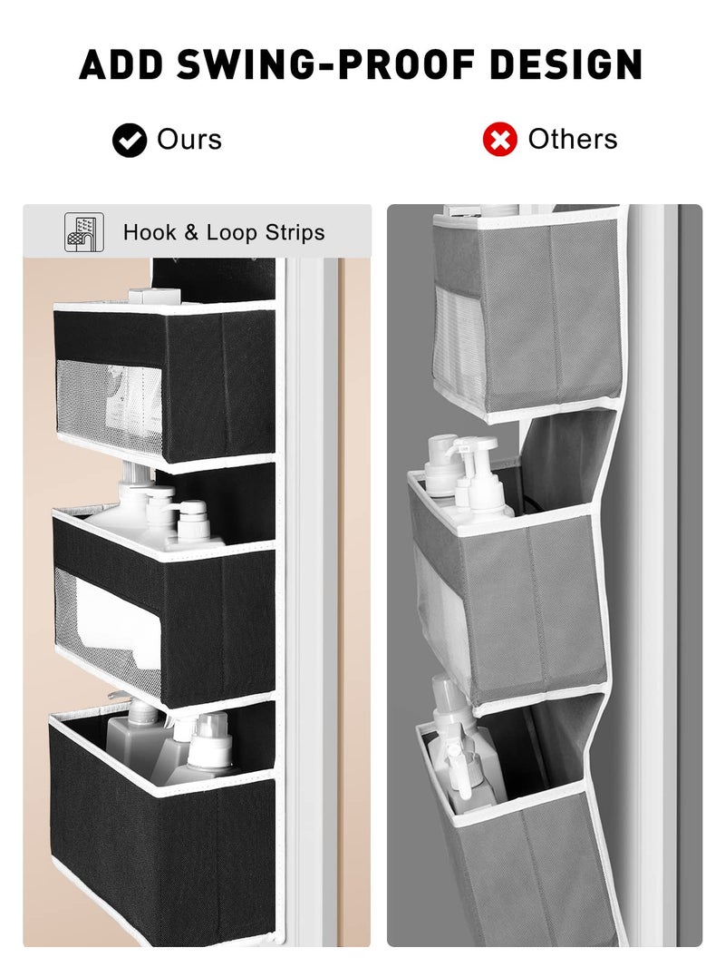 Yecaye 6-Tier Over The Door Storage Organizer, Flexible 1 Split into 2 Swing-Proof Hanging Bathroom Organizer, Bedroom Organizers and Storage for Newborn Baby Essentials, Black - Image 3