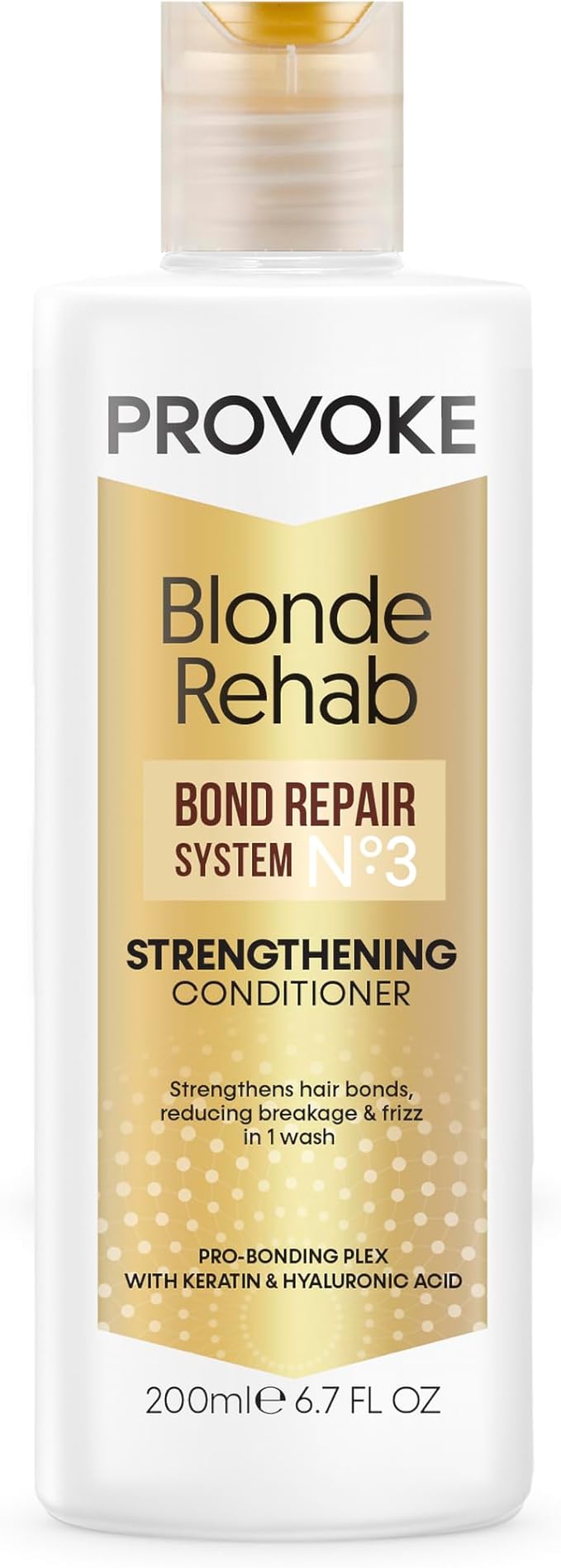 PROVOKE Blonde Rehab N03 Bond Repair Strengthening Conditioner 200 ml Reduces Breakage and Frizz in 1 Wash Formulated with a Pro Bonding Complex Keratin and Hyaluronic Acid for Damaged Hair - Image 1