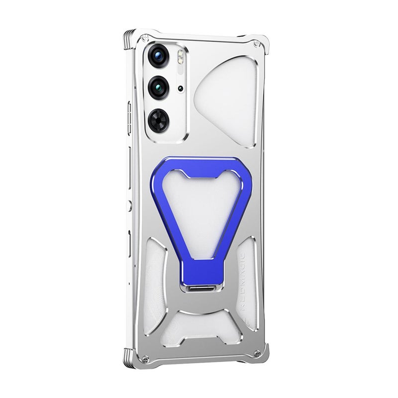 erorex For ZTE nubia RedMagic 10 Pro / 10 Pro+ Elegant Transformers Heat Dissipating Metal Phone Case with Stand(Silver Blue) - Image 2