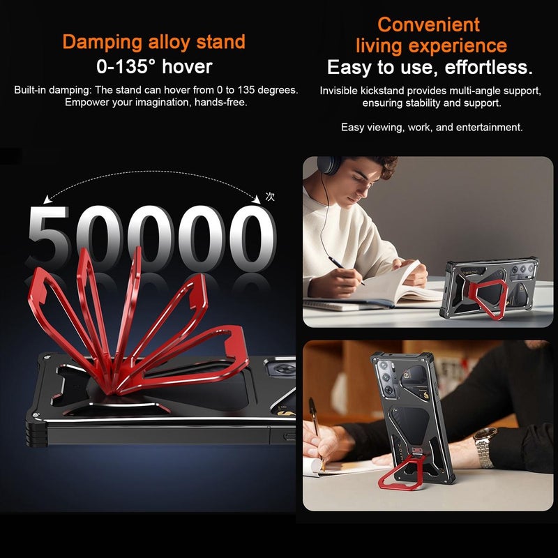 erorex For ZTE nubia RedMagic 10 Pro / 10 Pro+ Elegant Transformers Heat Dissipating Metal Phone Case with Stand(Silver Blue) - Image 4