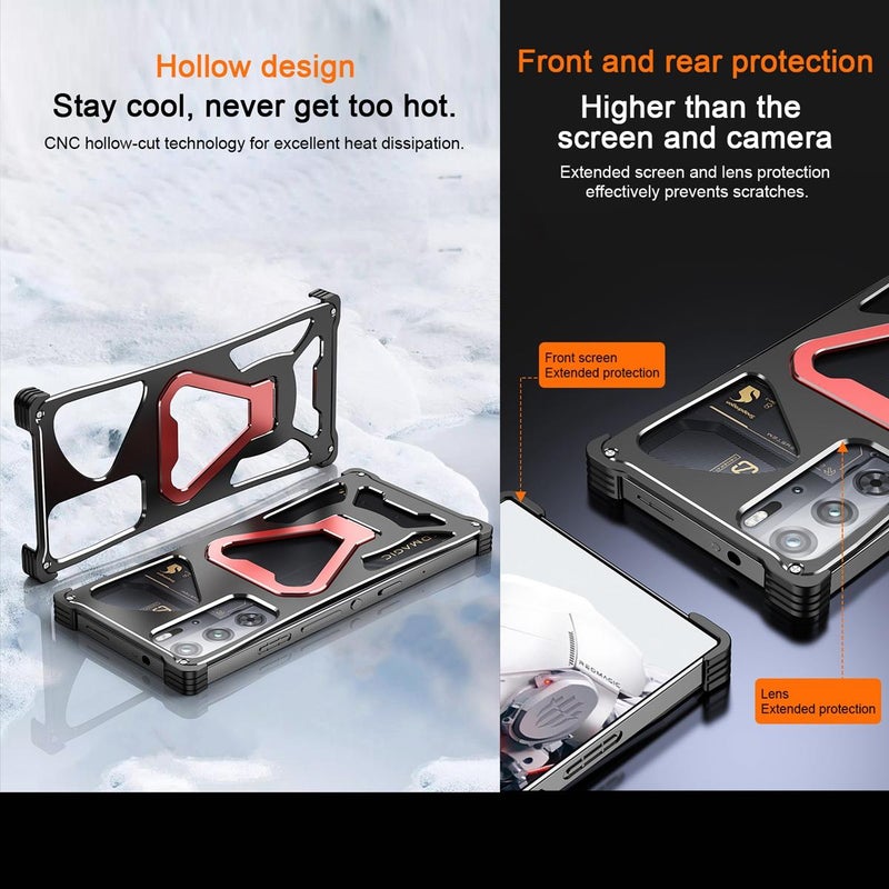 erorex For ZTE nubia RedMagic 10 Pro / 10 Pro+ Elegant Transformers Heat Dissipating Metal Phone Case with Stand(Silver Blue) - Image 5