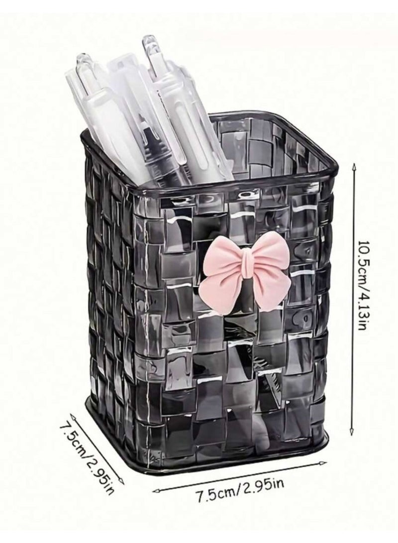 Dark Gray Acrylic Makeup Brush Holder – Stylish Cosmetic Organizer – Storage Box for Brushes and Accessories – Suitable for Vanity Table and Bathroom - Image 3