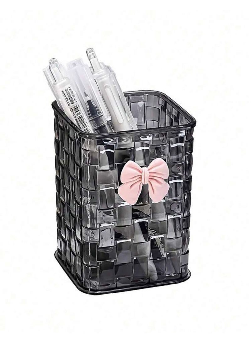 Dark Gray Acrylic Makeup Brush Holder – Stylish Cosmetic Organizer – Storage Box for Brushes and Accessories – Suitable for Vanity Table and Bathroom - Image 4