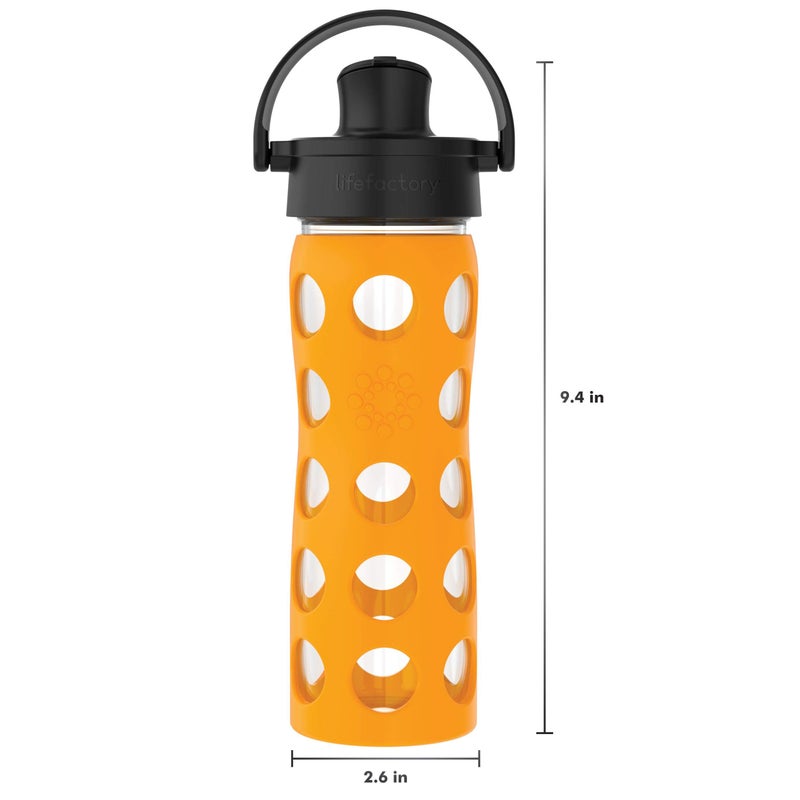 Lifefactory 16-Ounce Glass Water Bottle with Active Flip Cap and Protective Silicone Sleeve, Marigold - Image 4