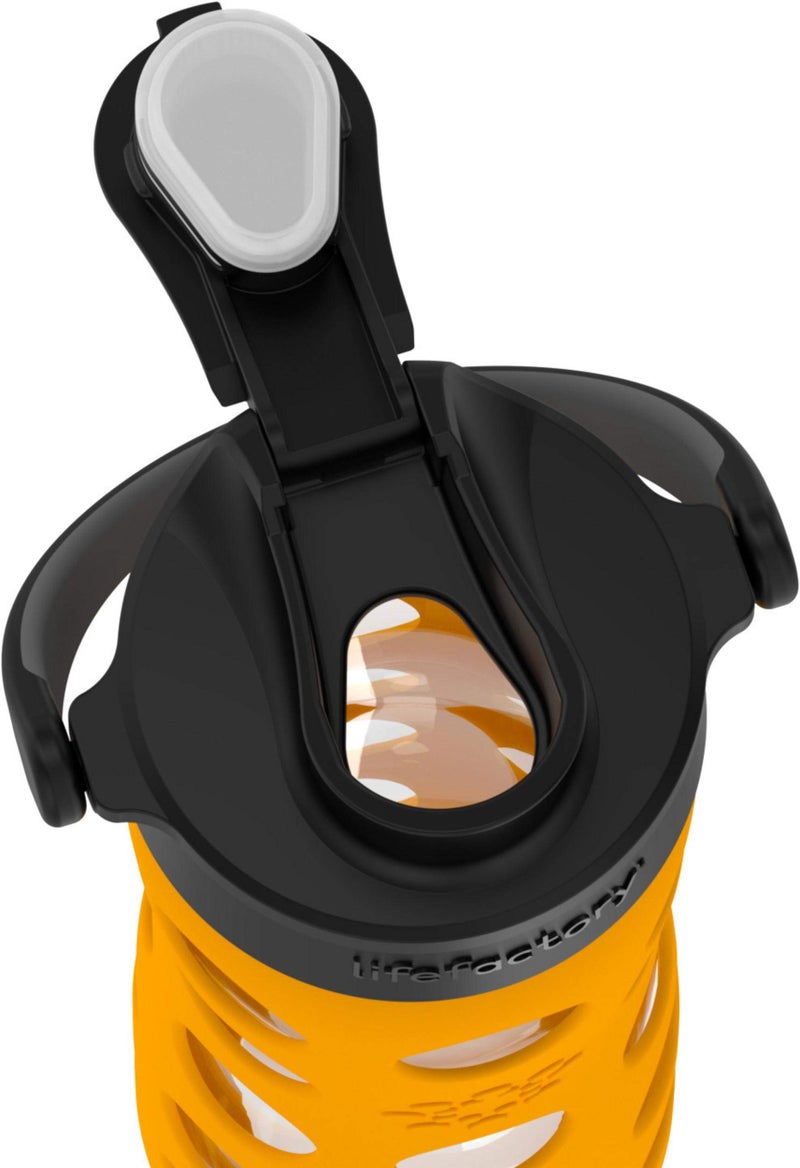 Lifefactory 16-Ounce Glass Water Bottle with Active Flip Cap and Protective Silicone Sleeve, Marigold - Image 3