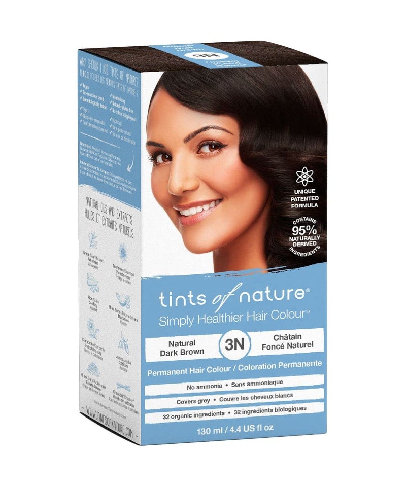 tints of nature تنتس أوف ناتشر 3N صبغة شعر دائمة بني غامق طبيعي، تغذي الشعر وتغطي الشيب، خالية من الأمونيا، 4.4 أونصة سائلة - Image 2