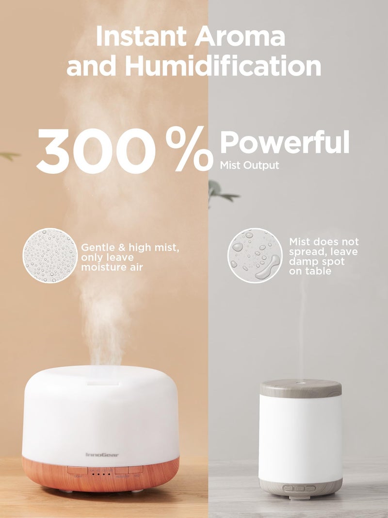 InnoGear موزع زيت عطري إنوجير 500 مل مع جهاز تحكم عن بعد، موزعات عطرية فوق صوتية فاخرة، مرطب هواء، جهاز بخار مع مؤقت إيقاف تلقائي للغرف الكبيرة، أصفر - Image 2