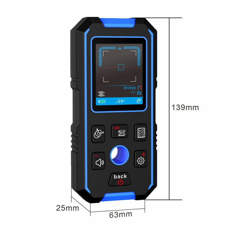 مكشاف الجدران متعدد الوظائف NF-518 شاشة LCD ملونة خلفية إضاءة مقاس 2.4 بوصة بدقة 240*320 مستويات اكتشاف الجدران المعدنية والخشبية التي تعمل التيار المتردد جهاز قياس عمق الأسلاك مع بصوتي - Image 4