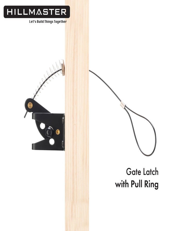 HILLMASTER Self Locking Gate Latch for Wooden Fence Heavy Duty,Gravity Lever Fence Door Latches with Steel Spring Cable Pull String Gate Hardware Gate Lock for Outdoor Secure Pool,Garden,Black Finish - Image 5
